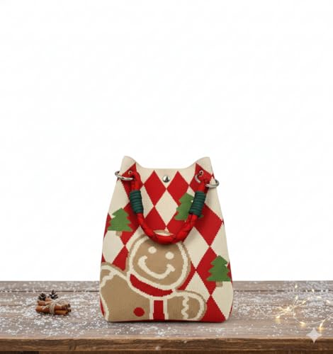 Crochet Tote Bag for Women, Knit Shoulder Handbag, Lightweight Reusable Shopping Bag, Summer Beach Woven Purse, White - color: Christmas Snowman