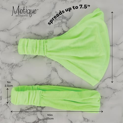 Motique Accessories Wide Cotton Head Band Solid Boho Yoga Style Soft Hairband for Women (Neon Green) - color: Neon Green
