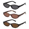 Retro Oval Sunglasses for Women Men Y2k Narrow Cat Eye Sunnies Skinny Shades AR82299 - color: A01 Black/Grey+tortoise/Brown+chocolate/Brown