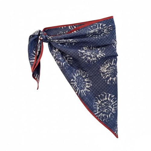 Women Y2K Lace Fringe Hip Scarf Boho Triangle Tassel Waist Cover Up Skirt Wrap Sheer Tie Belt Aesthetic Streetwear - color: E Blue