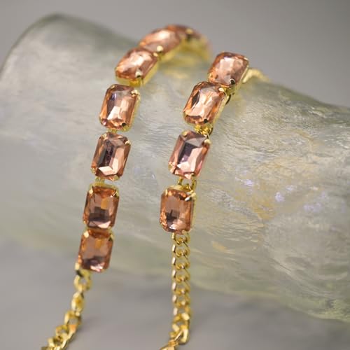 Fashionable Chunky Plated Tennis Rhinestone Statement Necklace Jewelry Set for Women Multicolor gem necklace with Great Sparkle and Shine Design for Women to Easy Match - color: LIGHT RED rhinestone necklace