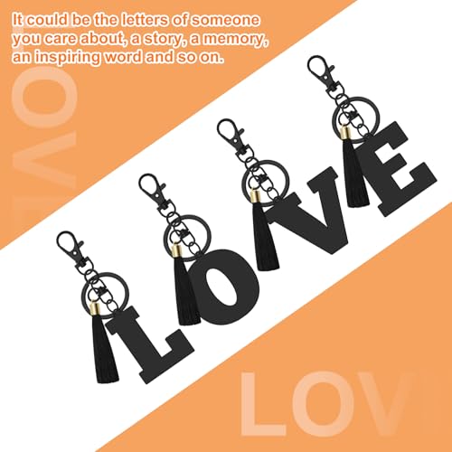 Oubaka Initial Monogram A-Z Keychain for Women, Cute Initial Letter Keychain with Tassel for Handbag Car Key Bag Keyring - color: Black-e