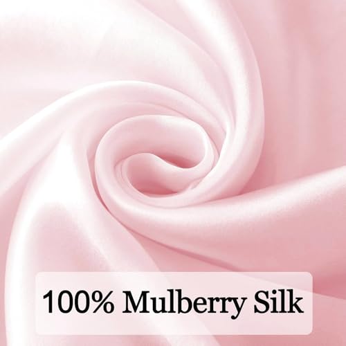 Ciormis 100% Mulberry Silk Scarf-Women's 21''/27''Square Silk Hair Head Scarf Neckerchief with Gift Packaged - color: 21''x 21''-style 21-pink