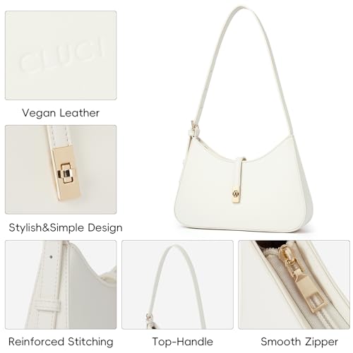 CLUCI Shoulder Bag for Women, Purses for Women, Handbag Hobo Bags Vegan Leather Crossbody Purse with Adjustable Strap White - color: A-white-small