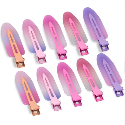 10 Pcs Creaseless No Crease No Bend Flat Hair Clips For Styling Non Slip Makeup Clips For Women Salon Hairstyle,Assorted Purple Pink - color: Assorted Purple Pink