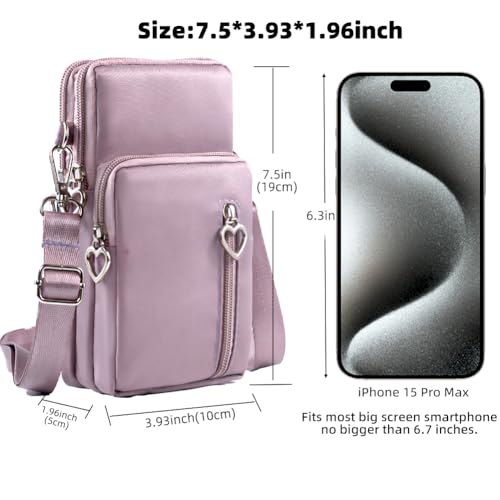 JANKS Small Crossbody Bag for Women - Mini Phone Purses with Crossbody Strap and Wallet - Nylon Arm Bag - color: A-lightpurple