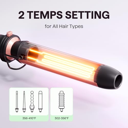 Wavytalk 5 in 1 Curling Wand Set, Multi Curl, Curling Wand Set with Thermal Brush and 4 Interchangeable Ceramic Curling Wand(0.5”-1.25”), Instant Heat Up Wand Curling Iron - color: Classic Rose Gold