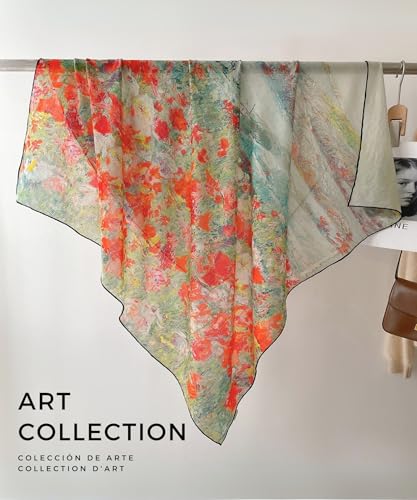 PoeticEHome Cashmere Scarf Wrap 36"x36" - Featherlight & Wrinkle-Free Artistic Square Shawl for Travel & Office, Gift Ready - color: Island Garden - 36"