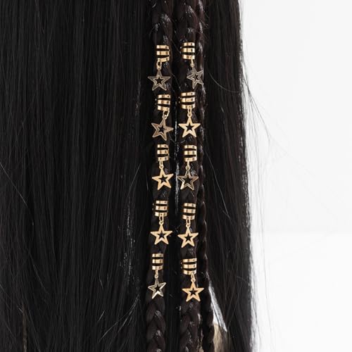 20 Pcs Hollow Star Hair Cuffs Gold Hair Braid Clips for Dreadlocks Twists Braids Jewelry Beads Pendants Accessories (Gold) - color: Gold
