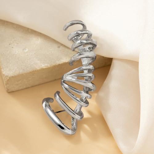 Ear Cuff Earrings for Women Chunky Ear Cuff Colourful Non Pierced Ear Cuff Non Piercing Clip On Cartilage Wrap Cuff Earrings Jewelry Gifts - color: 243Silver