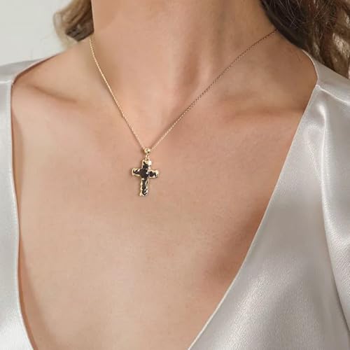 14K Gold Plated Cross Pendant Necklaces for Women Trendy, Dainty Choker CZ Cross Necklace Non Tarnish,Simple Tiny Cross Necklace for Jewelry Gifts - style: Heart-Gold