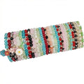 Bohemian Bracelet Sets for Women - 4-Pack Stackable Stretch Bead Bracelets with Black＆White Crystal & Gold Accessories, Multi-Layer Boho Jewelry - color: multi-color