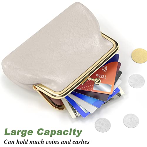 Coin Purse, Small PU Leather Change Purse, Coin Wallet with Clasp, Car Change Holder Pouch for Woman Men Kids Girls, Apricot - color: Apricot