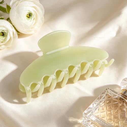 MAORULU Cute Claw Clip for Women – 4.3'' Large Acetate Hair Clips for Thick Thin Curly Long Hair, Durable Hair Clamps Non-slip Jaw Clip, Strong Hold, Stylish French Design (Mint Cream) - color: Mint Cream