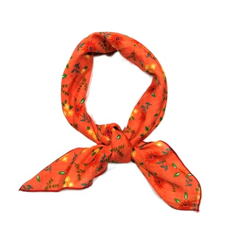 Shanlin Unisex Floral Cotton Square Scarf Bandanas 22x22 inch - color: Floral_orange