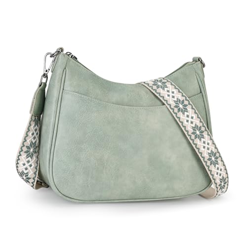 APHISON Trendy Leather Crossbody Purse with Adjustable Strap, Women's Shoulder Handbag - color: 04-green