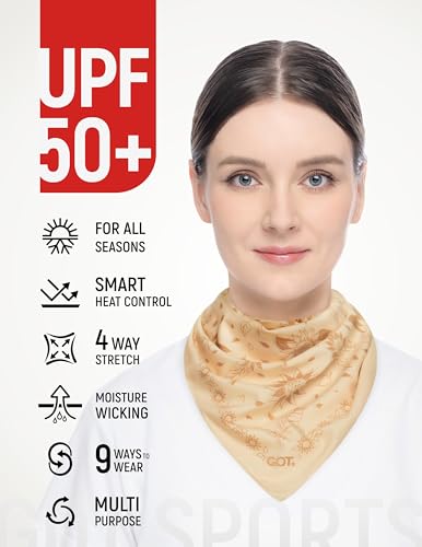 GOT Sports UPF 50+ Cooling Bandana for Men & Women - Thermoregulation, Moisture-Wicking, Sun Protection Bandana Neck Wraps - color: Mocha Sun Flower