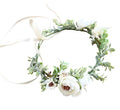 Vivivalue Boho Flower Crown Flower Garland Headband Hair Wreath Floral Headpiece Halo with Ribbon Wedding Party Photos Festival White - color: 50