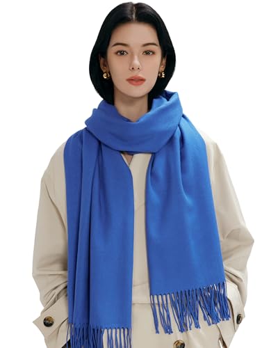 maamgic Women's Winter Scarf Soft Warm Scarf for Women Cozy Shawl Wraps for Women Lightweight Pashmina Style Wrap - color: Solid Royal Blue