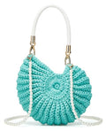 Jusavie Bohemia Crochet Handwoven Seashell Bag Women Summer Beach Bag Boho Evening Clutch Purses Shoulder Crossbody Bags 2026 - color: Dark Blue