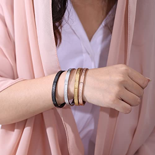 Qitian Islamic Jewelry Gifts for Women Allah Gold Bangles Bracelets Ayatul Kursi Arabic Cuff Bracelet for Women Men Islam Eid Ramadan New Year Gifts - color: B-Rose Gold-Thick - women
