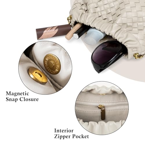 Joryin Woven Women's Crossbody Bag & Evening Purse, Trendy Dumpling Clutch & Hobo Cloud Shoulder Bag Trendy Dumpling Clutch - color: Woven Leather-sand