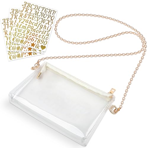 Clear Purse for Women Stadium Approved, Trendy Cute Clear Crossbody Bag, Stickers DIY Stadium Bag for Concerts, Game Day, Sports, Festival