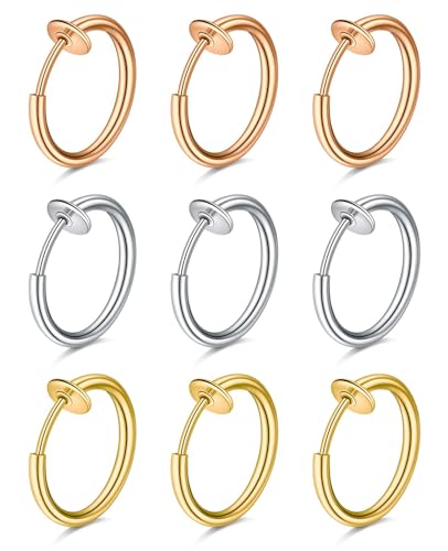 D.Bella Fake Septum Piercing Faux Nose Rings Hoop Stainless Steel Faux Lip Ear Nose Septum Ring Non Piercing Clip On Nose Hoop Rings Body Piercing Jewelry - style: Style U