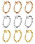 D.Bella Fake Septum Piercing Faux Nose Rings Hoop Stainless Steel Faux Lip Ear Nose Septum Ring Non Piercing Clip On Nose Hoop Rings Body Piercing Jewelry - style: Style U