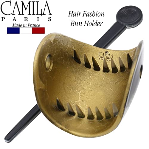 Camila Paris CP3344 French Hair Bun Holder Cover Cap Hair Updo, Green, Hair Pin Thru, Strong Hold Grip Hair Clips for Women, No Slip and Durable Styling Girls Hair Accessories, Made in France - color: Green