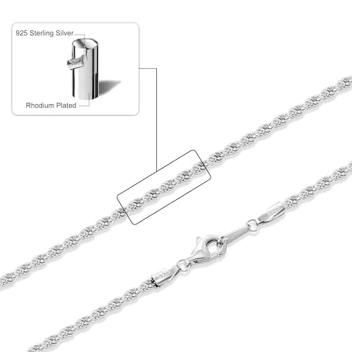 Gacimy 925 Sterling Silver Rope Chain for Women Men, 1.2mm 1.5mm 1.8mm Width 16 18 20 22 24 Inches Length - size: 22 Inches, style: 1.8MM-Width