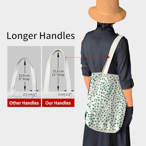 itgowisa Canvas Tote Bag for Women, Tote Bag with Zipper Inner Pocket, Zippered Canvas Bag for Shopping Work Grocery Everyday - style: Heart
