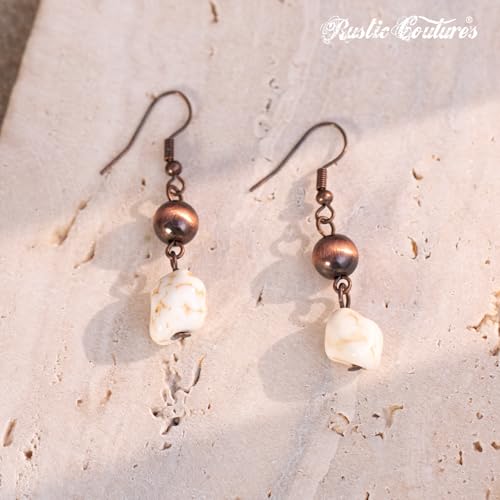 Montana West Rustic Couture's Western Jewelry Set for Women Cowgirl Vintage Western Necklace Earring - color: K-White