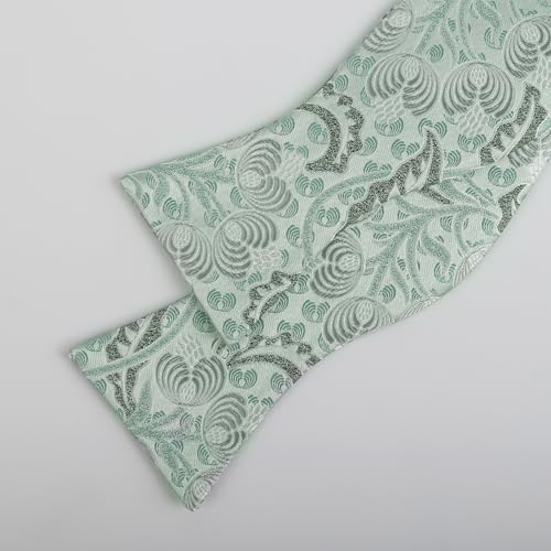 Alizeal Mens 2pcs Classic Floral Pattern Self-tied Bow Tie and Handkerchief Set - color: 035-sage Green