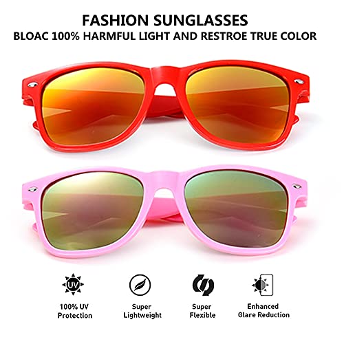 Eyegla Sunglasses Bulk Party Sunglasses Pack 80s Shades Eyewear Set for Men Women 8/10/20/30Pack - color: Neon Frame+mix Mirror Lens 10 Pack