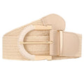 JASGOOD Straw Woven Belt for Women Dresses Boho Elastic Braided Belt Rattan Raffia Belts Ladies Wide Belt,1.97" Width - color: B-beige, size: Fit waist size 40"-45"