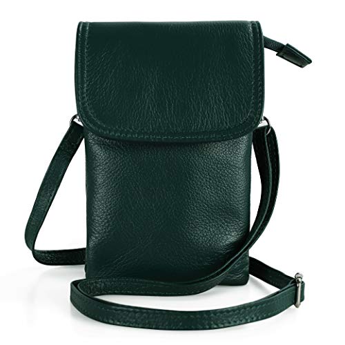 befen Genuine Leather Small Crossbody Bags for Women Cell Phone Bag Cross Body Purses,Silver Zipper - color: Sacramento Green