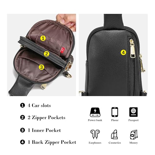 INICAT Women's Small Sling Bag, Lightweight Everyday Vegan Leather Crossbody Purse for Daily Essentials and Travel Light - color: Black Solid, size: Small