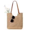 Sightor Crochet Beach Bag, Woven Tote Bag Summer Boho Bag Travel Casual Shoulder Bag for Summer Vacation - color: Brown