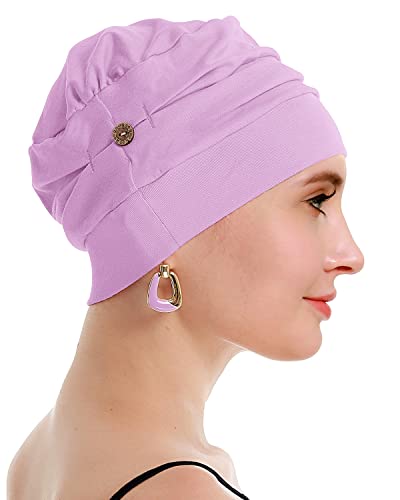 osvyo Cotton Chemo Turbans for Women Cancer Hairloss hat - Cotton Lightweight Headwear Sealed Packaging - color: Cotton Light Purple