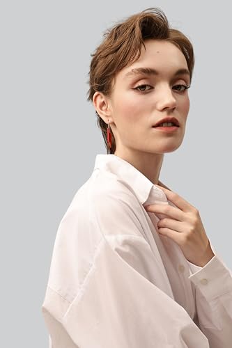 Trendy Dangle Earrings Set for Women, Colorful Aluminum Drop Earrings, 6 Pcs DIY Interchangeable Conical Beads, Lightweight Titanium Ear Hooks, Hypoallergenic and Not Easy To Fade - color: Red Orange Black