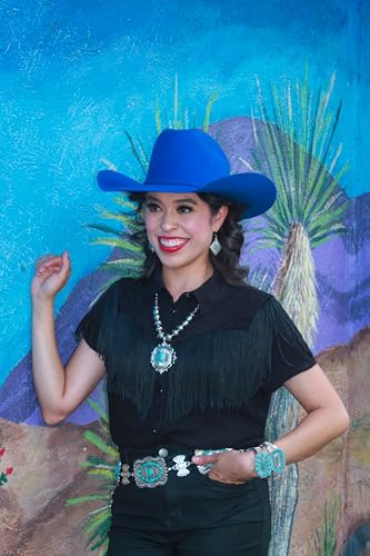 Montana West Rustic Couture's Large Western Concho Metal Belts for Women Cowgirl - color: Baby Turquoise