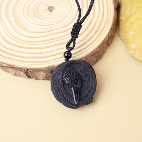 Obsidian Tree of Life Necklaces Orgonite Healing Crystal Stone Pendant Necklace for Spiritual Healing and Meditation Energy Talisman Sacred for Men Women - color: Eagle
