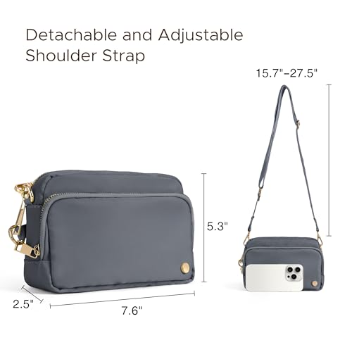 Joryin Anti Theft Crossbody Bag for Women, Slash-resistant RFID Blocking Travel Purses, Small Shoulder Bag Handbag, Nylon - color: Gray