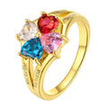 Custom4U Personalized 1-4 Birthstone Rings for Women Promise Rings for Her Sterling Silver Mothers Ring Customized Cubic Zirconia Stones Wedding/Valentine's Day/Mother's Day Jewelry Gift for Mom Wife - color: A-4 Names-Gold