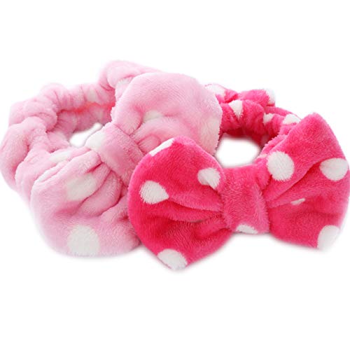 Hairizone Cosmetics Headbands for Washing Face Shower Spa, Soft and Cute Big Bowknot Hair Bands for Women and Girls (Roseo/Pink) - color: Roseo+Pink