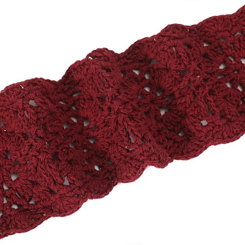 ZLYC Women Floral Headband Handmade Crochet Knit Vintage Hair Bands (Plain Burgundy) - color: Plain Burgundy