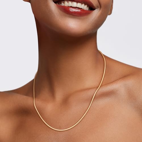 Jewlpire 1.5mm 2mm 2.5mm Snake Chain 18k Gold Plated 925 Sterling Silver Chain Necklace for Women, Smooth Sturdy Hypoallergenic, 16 18 20 22 24 Inch - color: 2.0mm-18K Gold Plated, size: 24 Inches