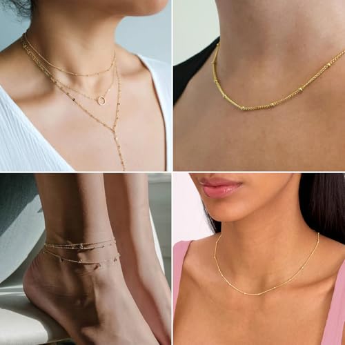 33 Feet Gold Satellite Curb Chain Roll, 2mm 18K Gold PVD Plated 304 Stainless Steel Ball Beaded Twisted Link Chains Spool Bulk for Jewelry Making DIY Craft - color: Gold Small Beads Satellite Curb Chain