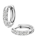316L Surgical Stainless Steel Huggie Hoop Earrings with Cubic Zirconia, 10G 12G 14G 8-20mm Cartilage Lobe Earrings, 14G Piercing Jewelry - style: 10G 8mm Silver Clear CZ
